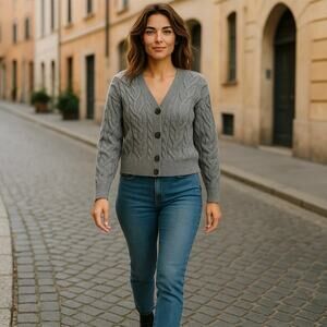 Vince Cable Knit Merino Wool Cardigan Sweater